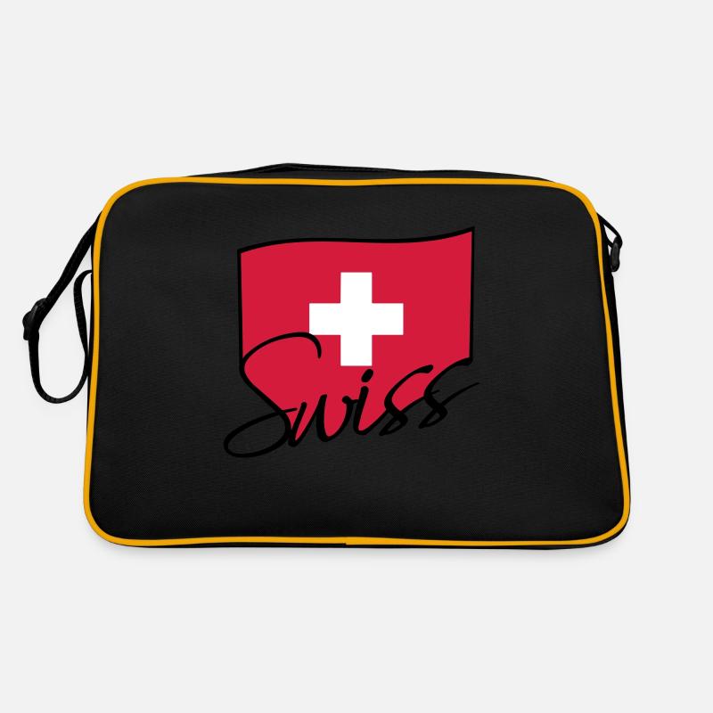 Swiss Flag Logo - Retro Tasche - Schwarz/Gold