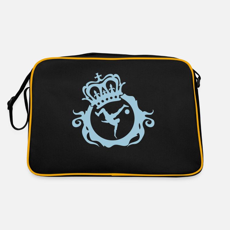 Fußball-Krone Spielerpuffer - Retro Tasche - Schwarz/Gold