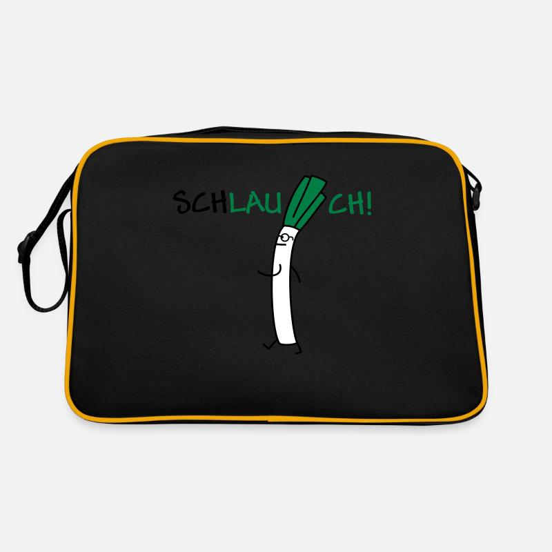 Schlauer Lauch - Retro Tasche - Schwarz/Gold