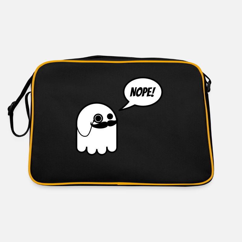 Sir Geist mit Schnurrbart und Monokel sagt Nope - Retro Tasche - Schwarz/Gold
