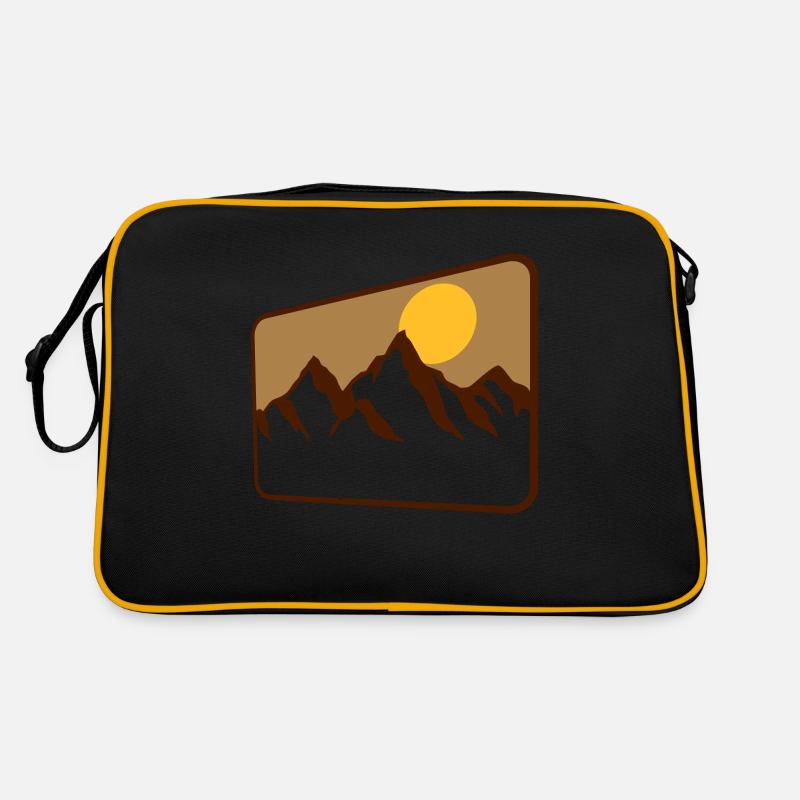 Landschaft Schild Berge Silhouette Retro Tasche
