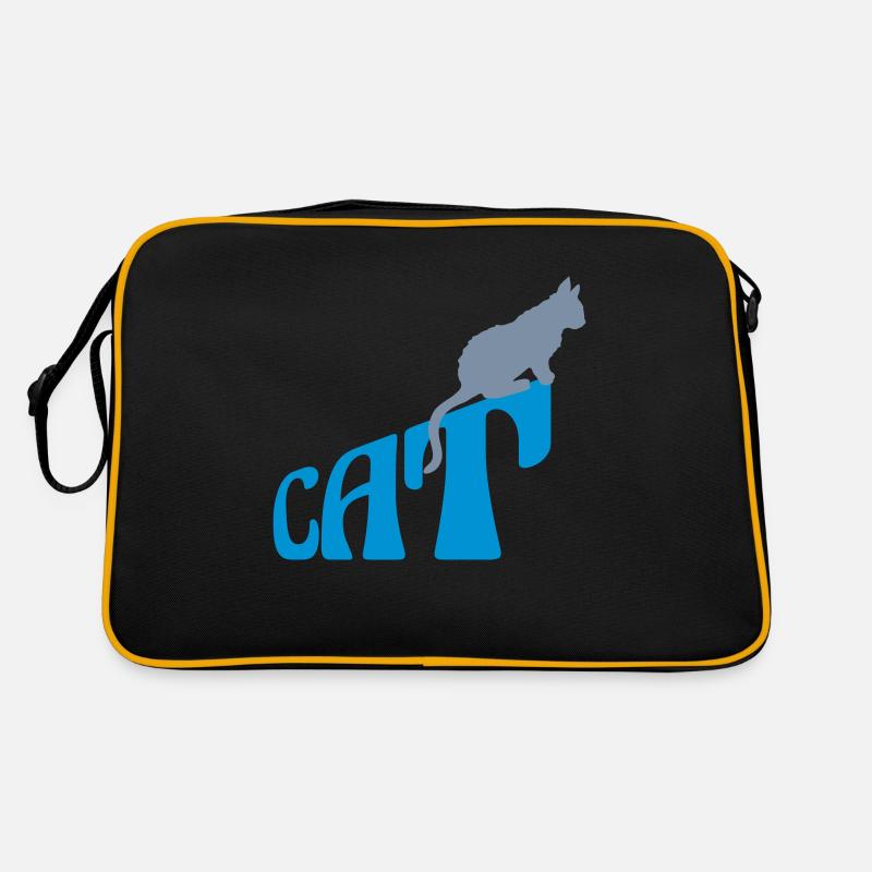 Text Cat Haustier Logo Retro Tasche