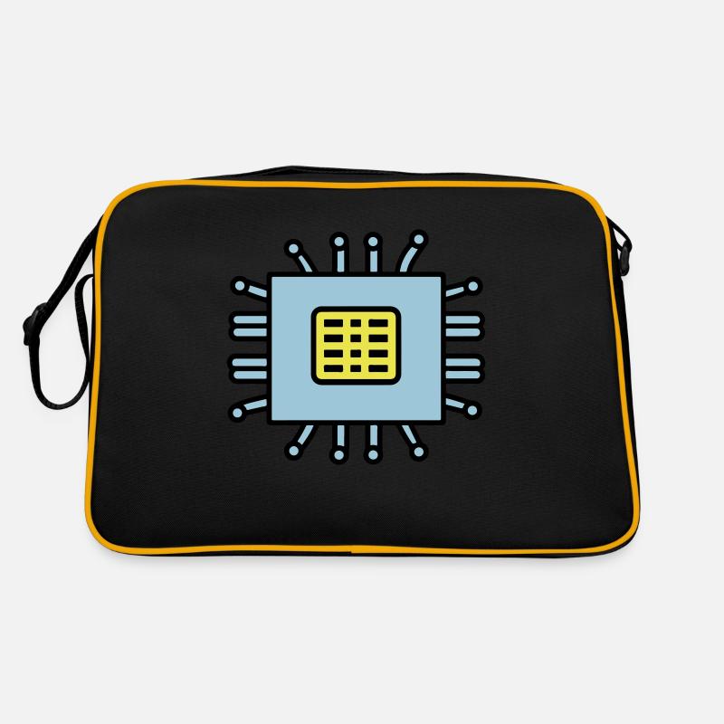 Digital Computer Chip Icon Retro Tasche