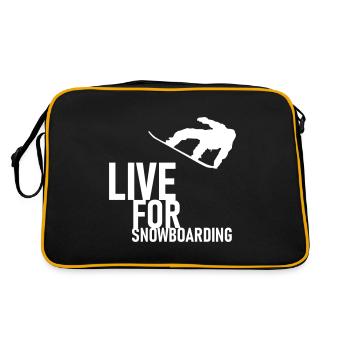 LIVE FOR SNOWBOARDING! - WHITE - Retro Bag - black/gold - Back