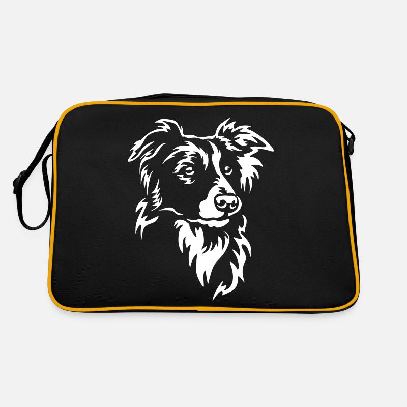 Border Collie Head "Black Edition" Retro Bag