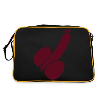 wurst_und_eier_1c - Retro Tasche - Schwarz/Gold - Hinten