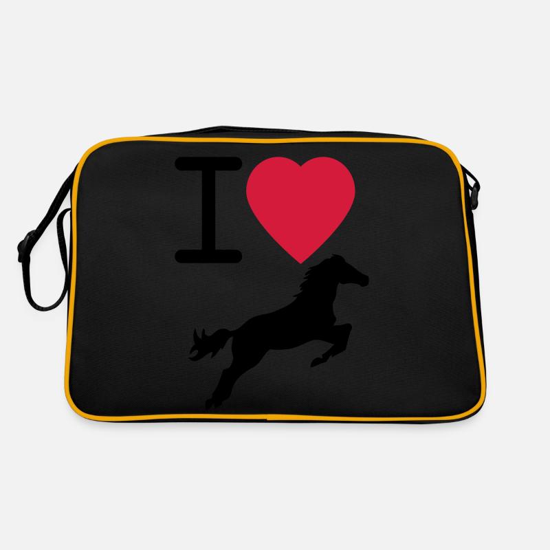 I love Horses - Retro Tasche - Schwarz/Gold
