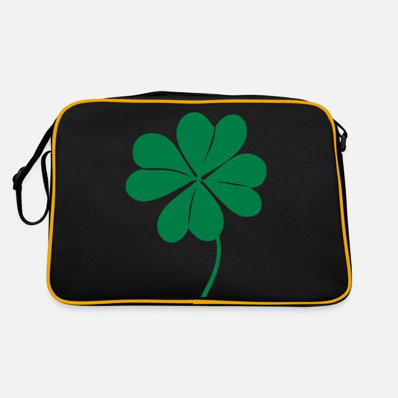 klee mit 4 blaettern - Retro Tasche - Schwarz/Gold