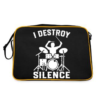 I Destroy Silence Drummer Drums - Sac Retro - noir/or - Dos