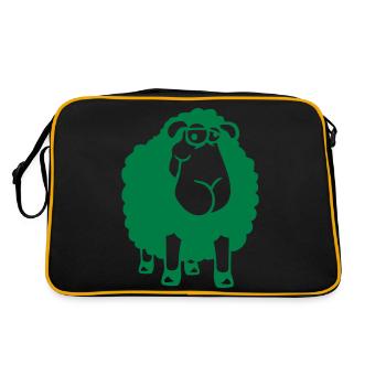 Sheep Looks Stupid Cute Cute Funny Silly Cool - Retro Bag - black/gold - Back