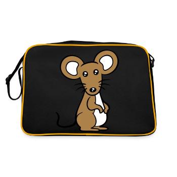 Mouse Mouse Cute Little Rat Rodent Friendly - Retro Bag - black/gold - Back