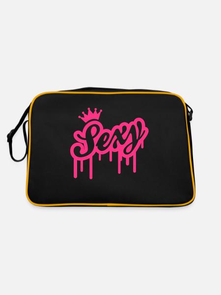 sexy_style_graffiti_r1 - Retro Tasche - Schwarz/Gold - Hinten