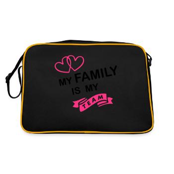 my family my team - Retro Tasche - Schwarz/Gold - Hinten
