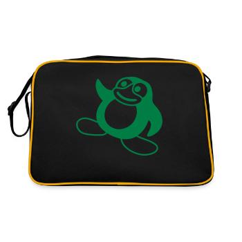 Pinguin Breakdance Tanzen Kopfstand Party DJ Musik - Retro Tasche - Schwarz/Gold - Hinten