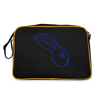 Hase Gesicht guckt seitlich Profil Seitenansicht - Retro Tasche - Schwarz/Gold - Hinten