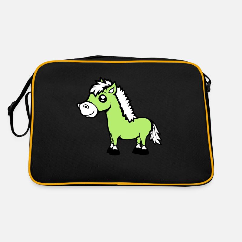 Pferd steht Reiter Cartoon reiten süß Comic Cool Retro Tasche