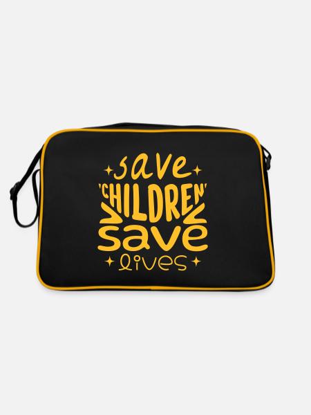 Kinder retten, Leben retten - Retro Tasche - Schwarz/Gold