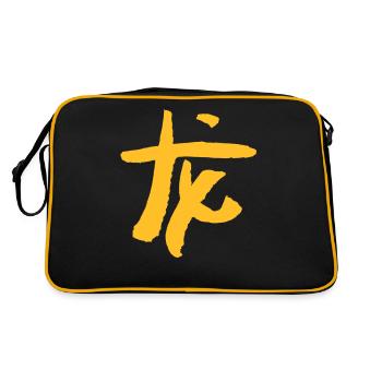 Dragon / Zodiaque - Chinois / SYMBOLE - Sac Retro - noir/or - Dos