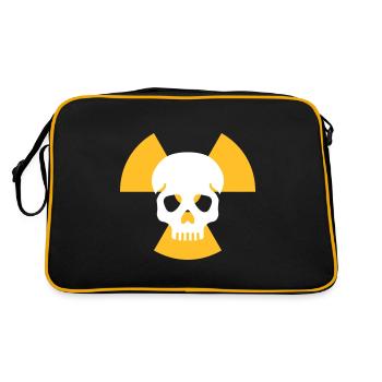 Skull without lower jaw before radiation warning signs - Retro Bag - black/gold - Back