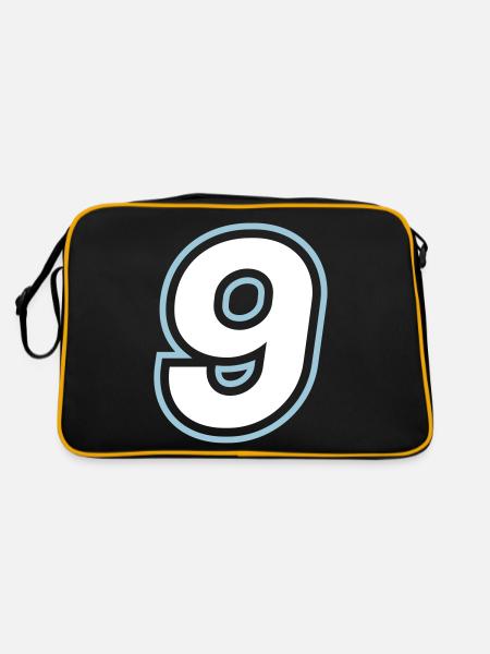 9 Zahl symbol - Retro Tasche - Schwarz/Gold