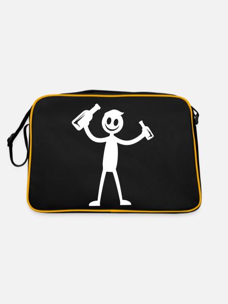 Silhouette de fête de consommation de bière - Sac Retro - noir/or - Dos