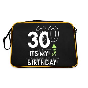 Sprüche Geburtstag Its my Birthday 30 - Retro Tasche - Schwarz/Gold - Hinten