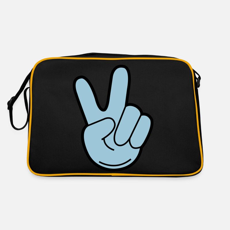 peace hand - Retro Tasche - Schwarz/Gold