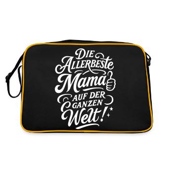 Allerbeste Mama Spruch - Retro Tasche - Schwarz/Gold - Hinten