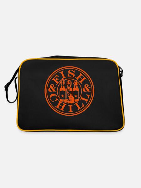 fish & chill (Angler, 1c) - Retro Tasche - Schwarz/Gold - Hinten