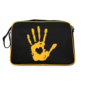 Stop Hand Left Heart Print - Retro Bag - black/gold - Back