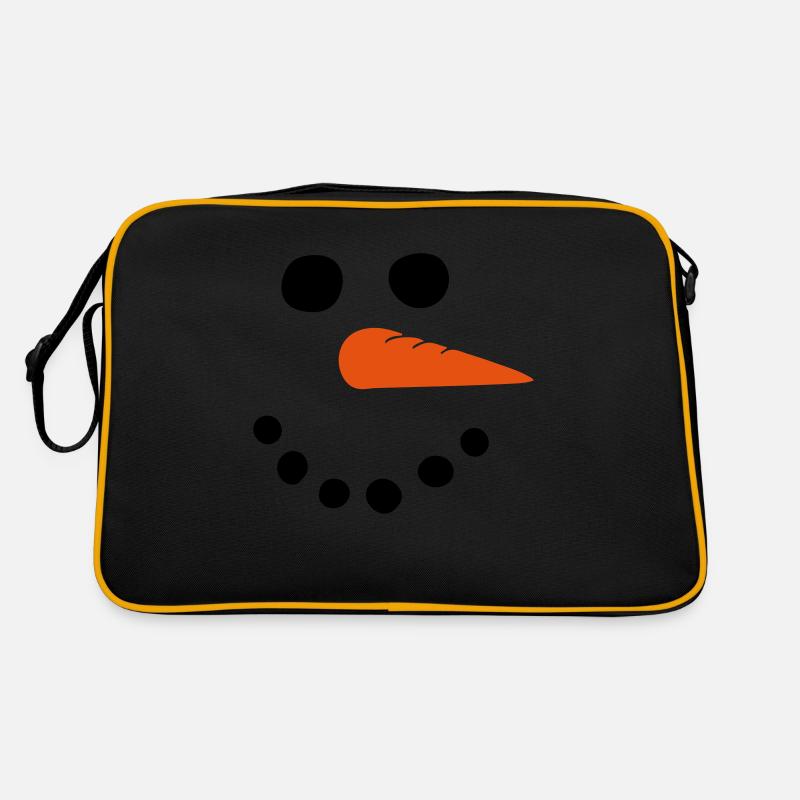 Schneemann - Retro Tasche - Schwarz/Gold