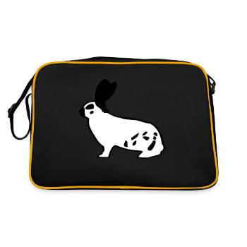 German giant piebald rabbit rabbit bunny - Retro Bag - black/gold - Back