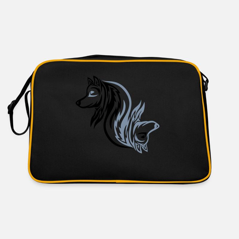 Gut Böse Wolf - Retro Tasche - Schwarz/Gold