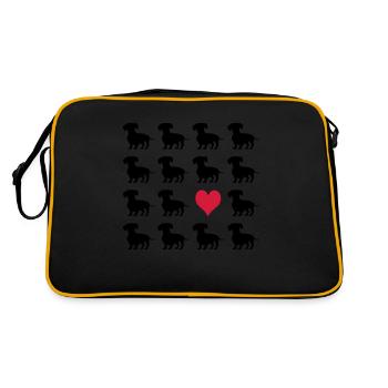 Dackel - Retro Tasche - Schwarz/Gold - Hinten