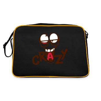 Crazy Verrücktes Gesicht Hornbrille Augen Grimasse - Retro Tasche - Schwarz/Gold - Hinten