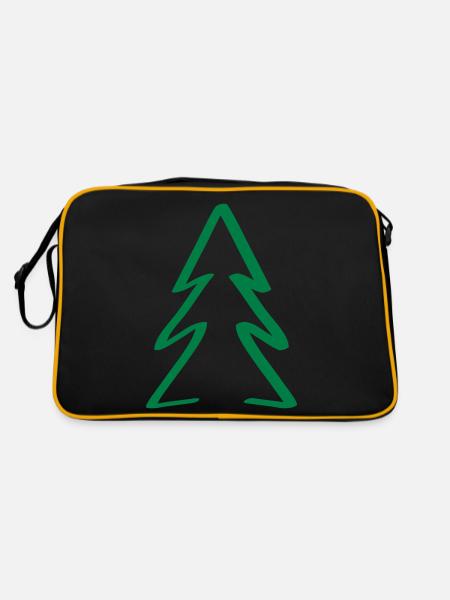 baum weihnachten - Retro Tasche - Schwarz/Gold - Hinten