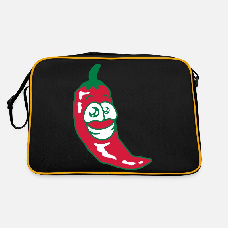 Fröhliche Chili - Retro Tasche - Schwarz/Gold