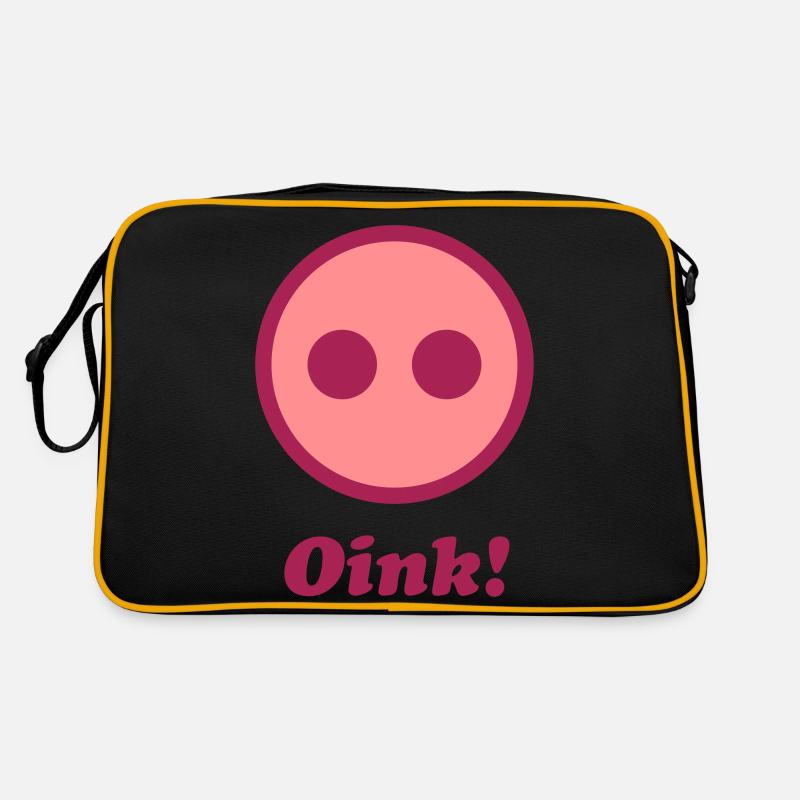 Oink! (Grunzen / Schwein) - Retro Tasche - Schwarz/Gold