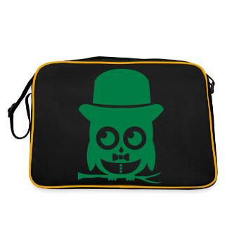 eule sir 01 Kopie - Retro Tasche - Schwarz/Gold - Hinten