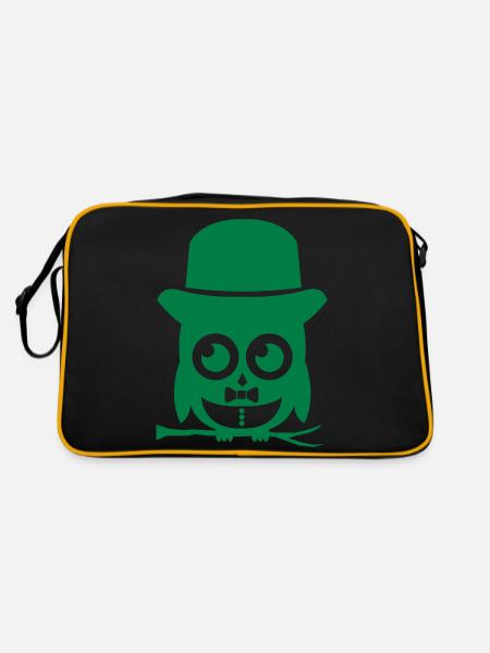 eule sir 01 Kopie - Retro Tasche - Schwarz/Gold - Hinten