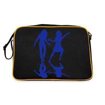 2 Frauen Tanzen Silhouette Schatten Freundinnen - Retro Tasche - Schwarz/Gold - Hinten