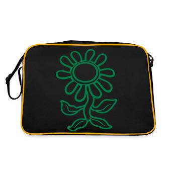 Tanzende Kleine Sonnenblume Blume Hübsch Blümchen - Retro Tasche - Schwarz/Gold - Hinten