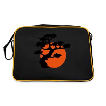 sun evening moon night tree decoration cool gaertn - Retro Bag - black/gold - Back