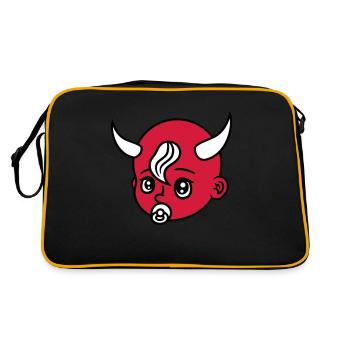 head face evil devil demon hell devil satan crawli - Retro Bag - black/gold - Back