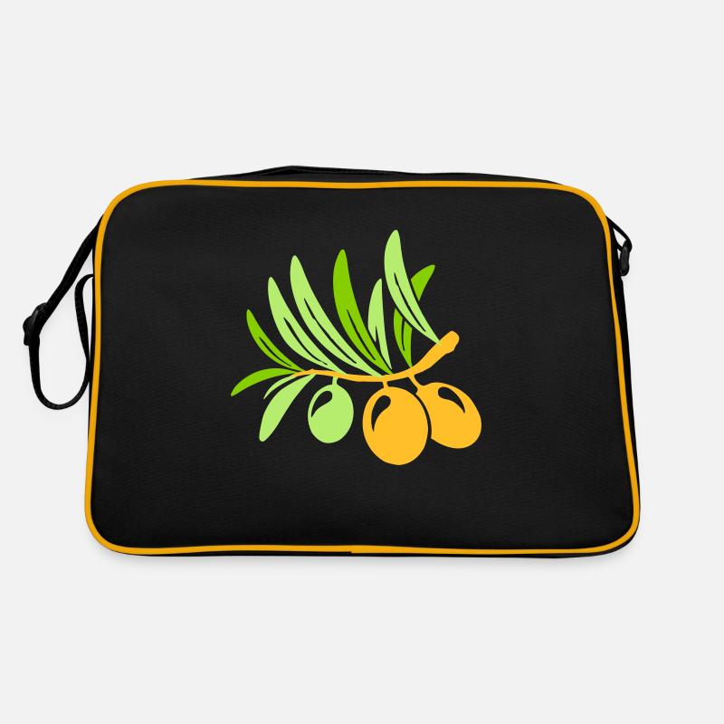 Olive 3 Sprig Leaf Olive Oil Mediterranean Salad Retro Bag