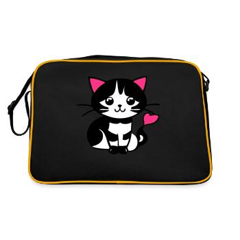 Cute cat in the comic strip - Retro Bag - black/gold - Back