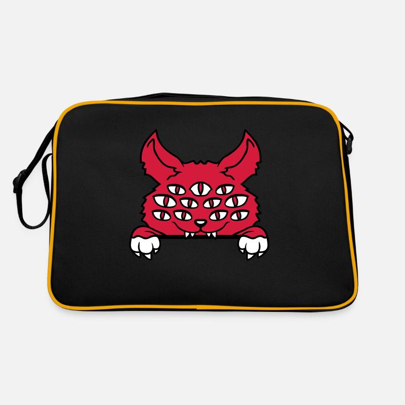 Chat Démon Beaucoup d’yeux Diable Enfer Monstre maléfique - Sac Retro - noir/or