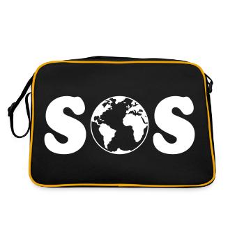 SOS – Erdüberlastungstag / Klimawandel (W / SVG) - Retro Tasche - Schwarz/Gold - Hinten