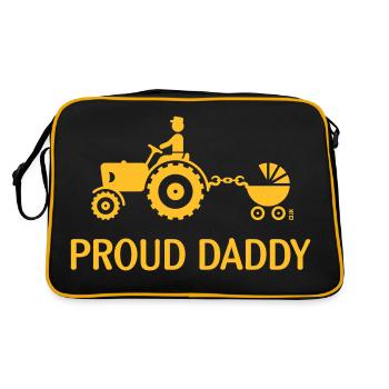 Proud Daddy (Tractor Driver & Pushchair) - Retro Bag - black/gold - Back