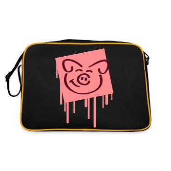 pig_face_graffiti_square - Sac Retro - noir/or - Dos